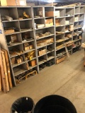 Contents of (4) Sections Shelving including Asst. CAT Parts, Hydraulic Hoses, etc.