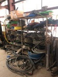 Lot of Metal Shelving w/ Asst. Wire, Tubing, Cables, etc.