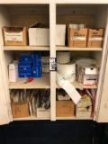 Lot of Wooden Storage Cabinet and Contents inc. Asst. Tags, Bags, etc.