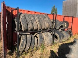 Lot of Asst. Tires and (2) Steel Tire Racks