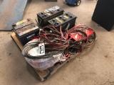 Pallet of Asst. Batteries, Booster Cables, etc.