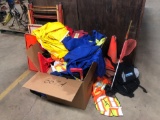 Lot of Asst. Safety Gear including Hard Hats, Vests, Ear Protection, Coveralls, Road Signs, etc.
