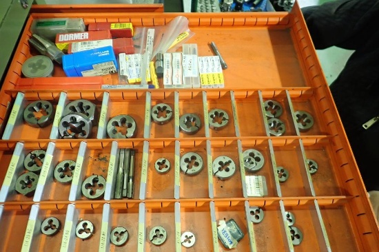 Contents of Drawer 1 inc. Imperial Taps and Dies and Machine Taps.