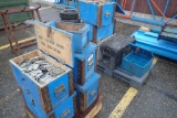 Lot of 2 Pallets of Wooden Bit Boxes and Hinges.