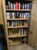 Storage Cabinet and Contents inc. Asst. Spray Paint, Shop Fluids, etc.