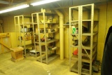Lot of 8 Sections Metal Shelving w/ Contents incl. Washers, Spare Parts, etc.