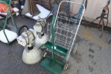 Lot of 2 Sodium Shop Lights, Small Torch Cart and Basket Cart.