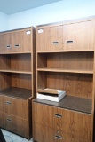 Lot of 2 Lateral 2-drawer File Cabinets w/ 2-door Overhead Shelving Units.
