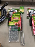 Lot of Asst. Camping Gear Including Toaster Forks, Axe, Table Cloth, Tablecloth Clamps, etc.