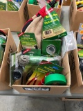 Box of Asst Camp Supplies including, Bota Bag, Candles, Scissors, Air Horns, Paracord, All-Weather