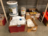 Lot of Asst. Paint Supplies including Coveralls, Spray Paint, Detergent, etc.