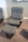 Ekornes Stressless Dover Large Paloma Leather Reclining Arm Chair w/ Ottoman and Elevator Rings for