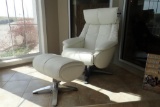 Marzilli Romeo Leather Swivel Reclining Arm Chair w/ Ottoman.