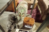 Lot of Rosewood Box, Sleeping Dog Statue and Plant Box.