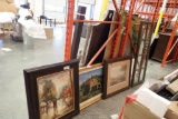 Lot of 3 Framed Prints and 2 Glass Framed Panels.