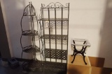 Lot of Bakers Rack, Corner Rack and Table-NO TOP-USED.