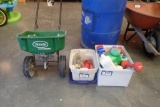 Lot of Weed Killer, Lawn Repair, Insecticide, Garden Tools, and Scotts Spreader.