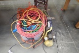 Lot of Asst. Extension Cords and Air Compressor-Needs Repair.