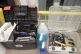 Lot of Asst. Screwdrivers, Combination Wrenches, Drill Bits, Window Cleaner, etc.
