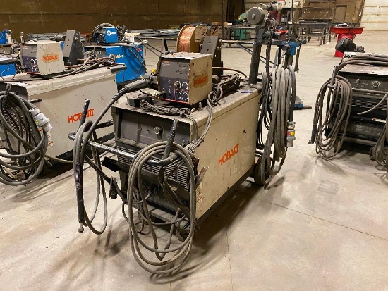 Hobart Cyberweld w/ Hobart Olympic 60 Series 24V Wire Feeder, Miller Spoolmatic 30A Gun, Cart, etc.