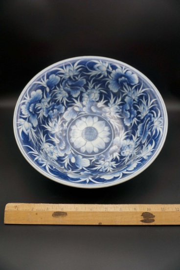 Blue & White Thai porcelain, hand-painted Punch Bowl 14 inch PC57