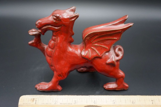 Welsh Dragon figurine, hand-made, signed, dated 1983