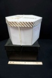 Hat Boxes with hats, lot of 2 boxes