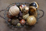 Wire basket full of decor balls