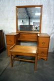 Vanity with mirror and chair, lot of 3