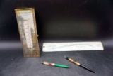 Lot of Trojan Ruler, Hurley, SD Thermometer, & 2 Nude pens