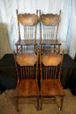 Set of Seven Pressed Back Chairs