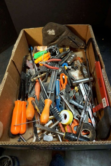 Saw, Screwdrivers, Bits, Tape, Wrench, Square and more