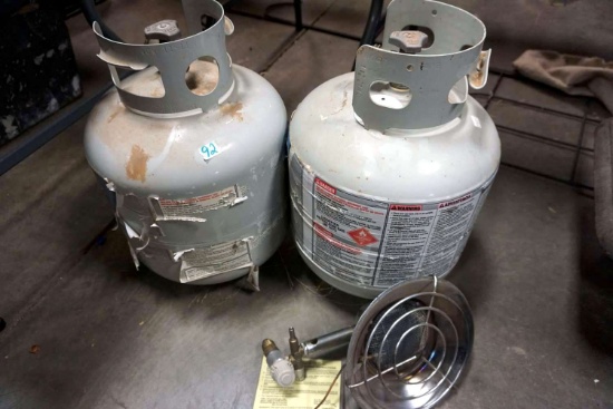 Two Propane Tanks and Heater Attachment