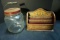Vintage Coffee Jar with wooden handle, Mail Organizer