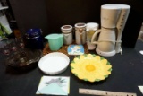 Coffee Pot, Canisters, Can Opener, Glassware