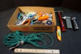 Flashlight, Hammer, Box Cutters, Tools, Extension Cord