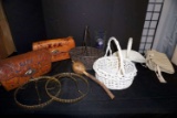 Leather Purses, Baskets, Lamp parts