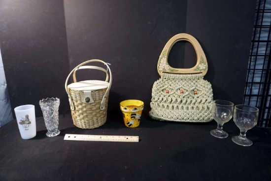 Vintage Purse and Glassware