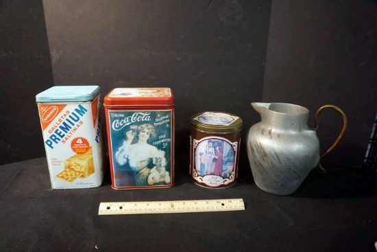 Pitcher and Tins