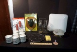 Light Fixture, Pans, Milk Bottles, Filters, Tools