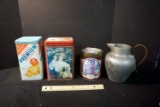 Pitcher and Tins