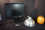 Light Fixture, Pumpkin Decor, Computer Monitor