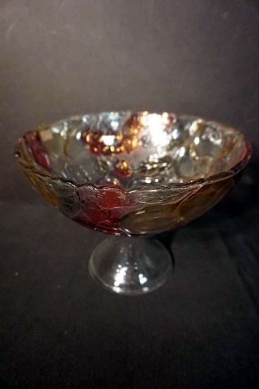 Antique Indiana Carnival Glass Footed Bowl