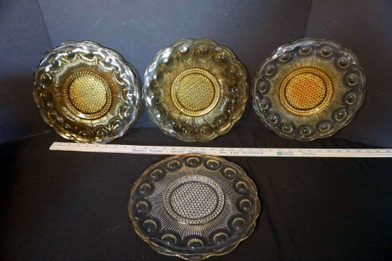 Four Amber Glass Plates