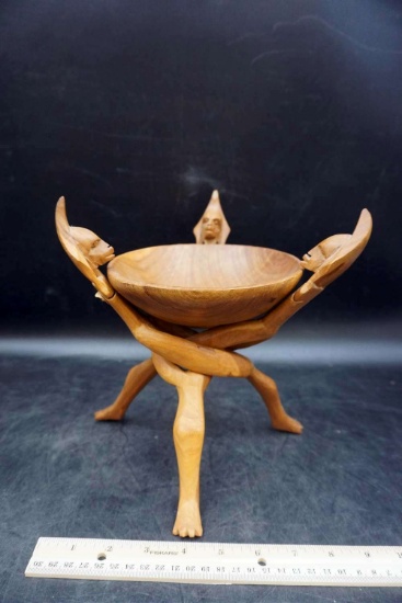 wooden puzzle stand bowl.