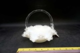 Fenton white milk glass silver Crest basket.