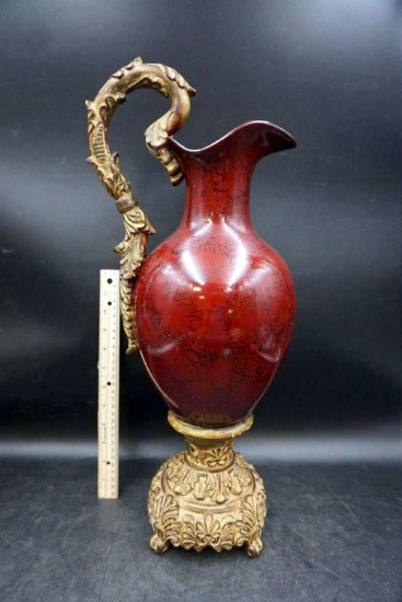 Ornate red vase