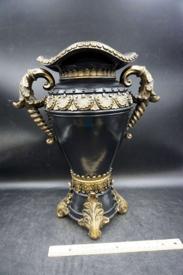 Ornate black vase