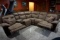 XL Faux Leather Sectional w/ Recliners.  Minor stains and marks