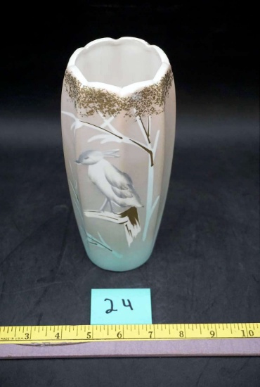 painted bird vase Japan.